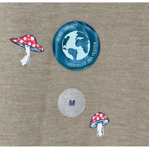 NWT AEROPOSTALE Mushroom Print T-Shirt Men Size M Tan Short Sleeve Crew Neck - Picture 3 of 13